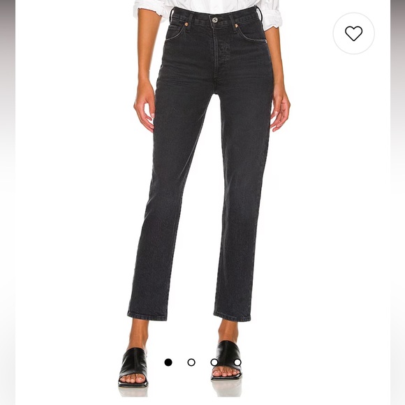 CITIZENS OF HUMANITY Charlotte High-Waisted Straight Jeans. Size 31. Black. - Picture 1 of 14